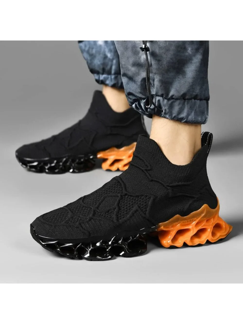 🆕Men's Black Slip on Loafers Walking Tennis Shoes Running Blade Sneakers
